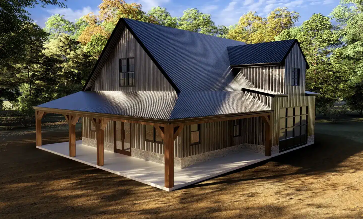 turnkey barndo project for a dark navy and light grey colored custom home