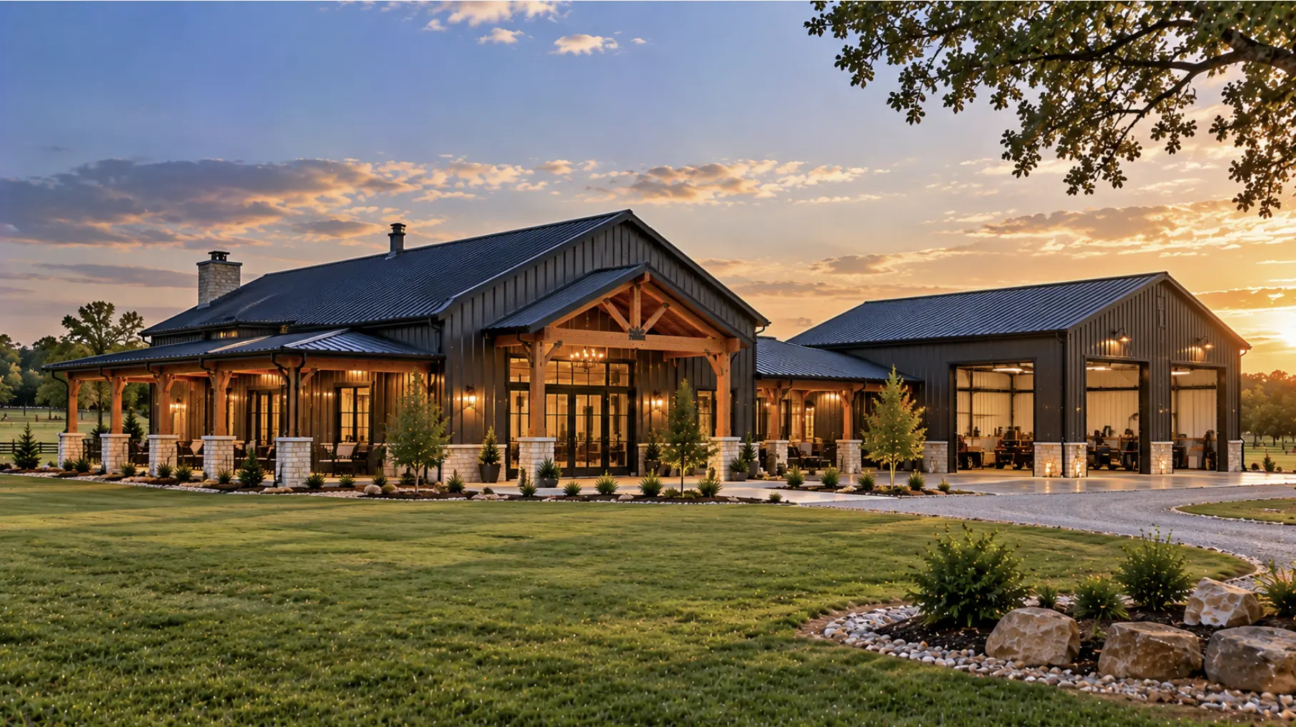 Completed turnkey barndominium in Edmond, Oklahoma managed by one builder from site preparation through final construction.