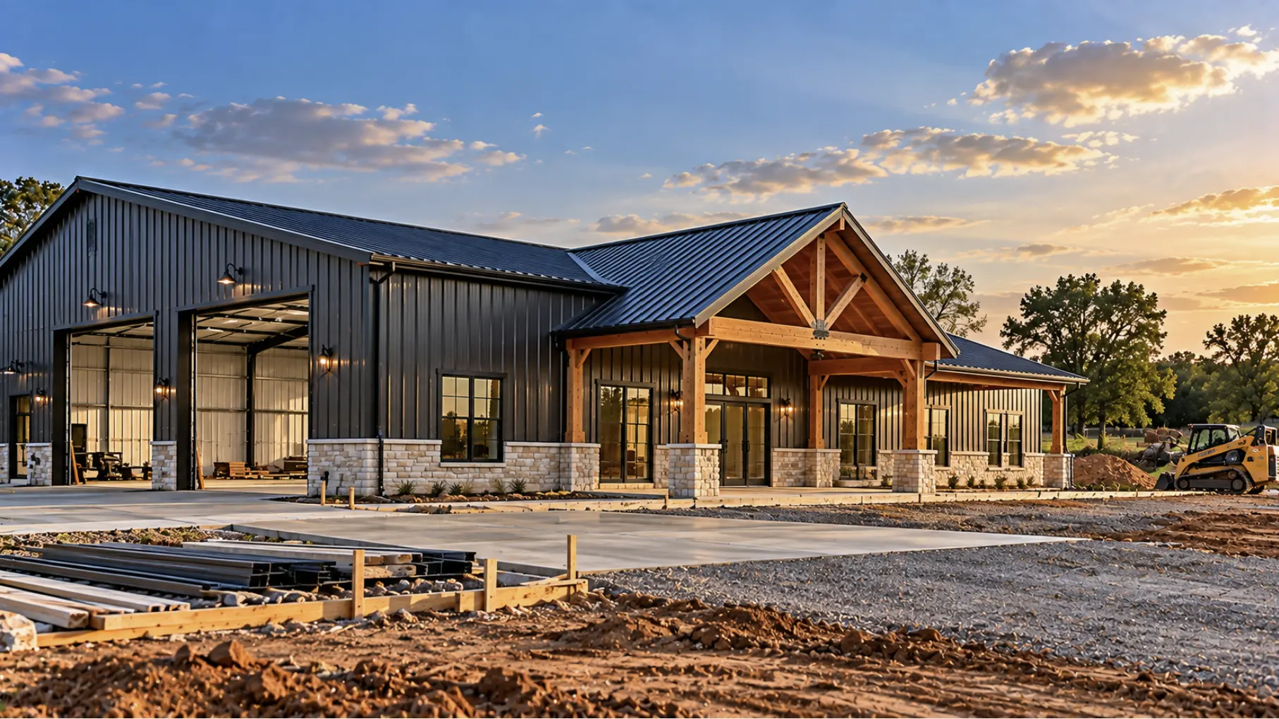 Barndominium construction site in Norman, Oklahoma prepared to meet local permitting and zoning requirements.
