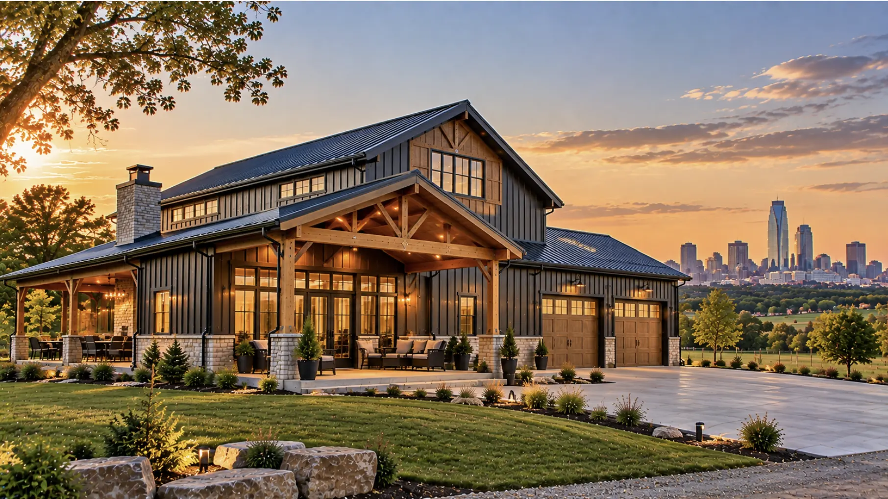 Modern barndominium in Oklahoma City designed for local permitting and zoning requirements