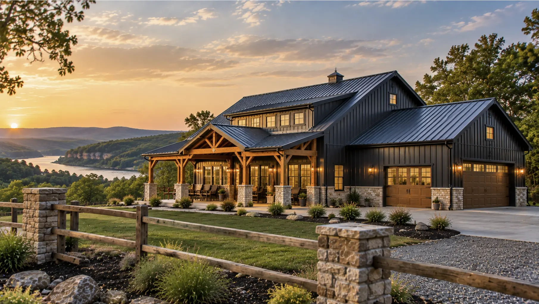Modern barndominium in Tahlequah Oklahoma designed for local permitting and zoning requirements