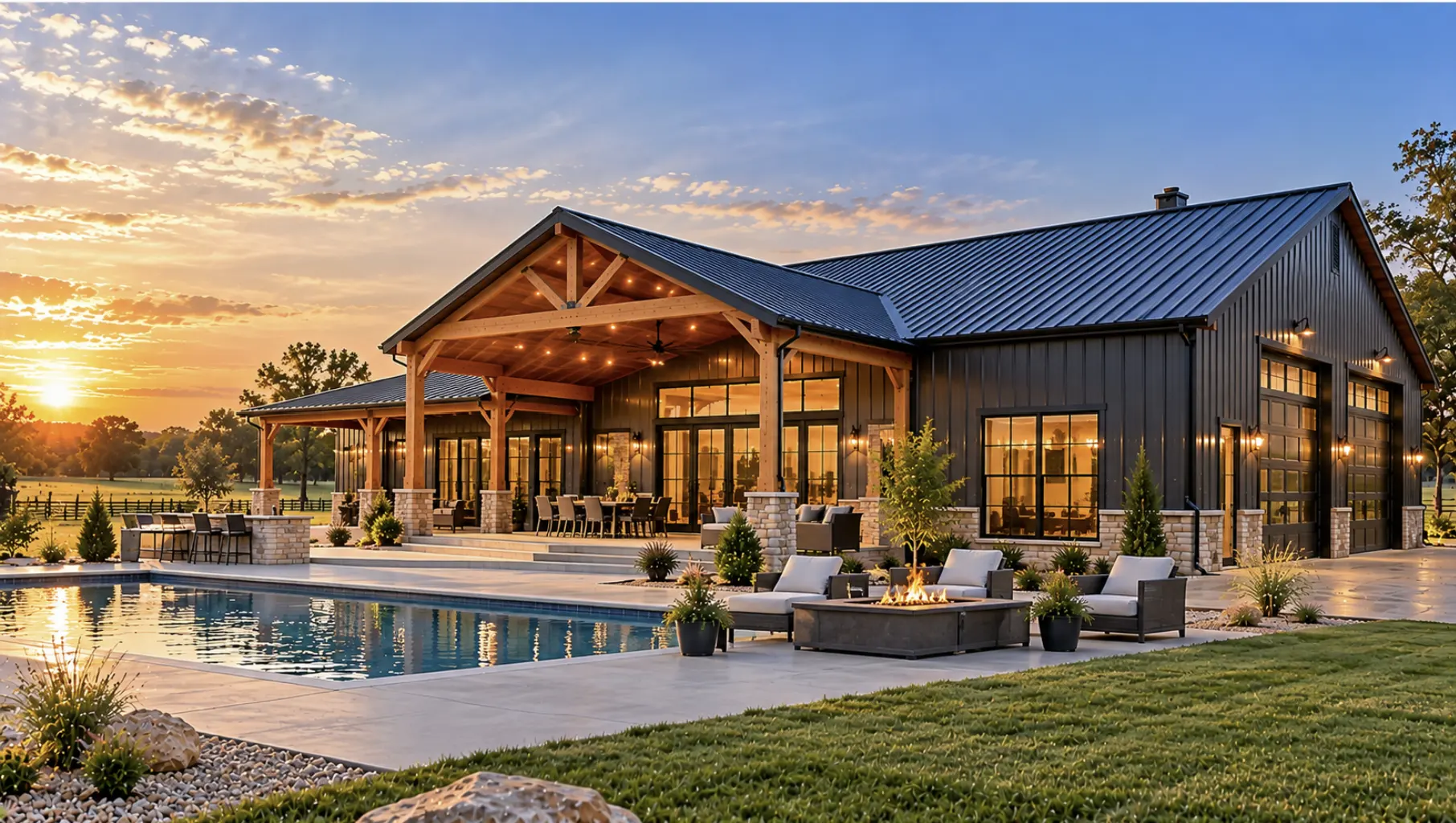 Finished custom barndominium in Norman, Oklahoma showcasing the scope and value of turnkey construction.